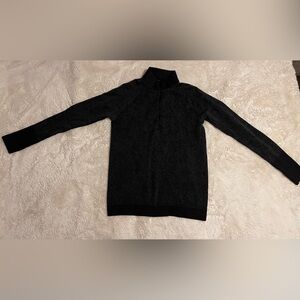 Lululemon Rest Less Knit 1/2 Zip L/S Mock Neck pullover Black / Dark Cast-Sz 8